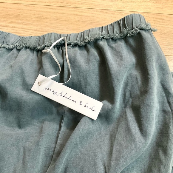 Young Fabulous & Broke Reeve Jumpsuit Teal Elastic Waist Chambray - Picture 10 of 11